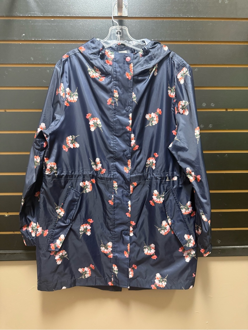Joules Rain Jacket Floral Hooded Waterproof Coat Sz 12